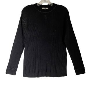 Madewell Alpaca Wool Ribbed Crewneck Sweater XS Black Relaxed Grunge Oversize